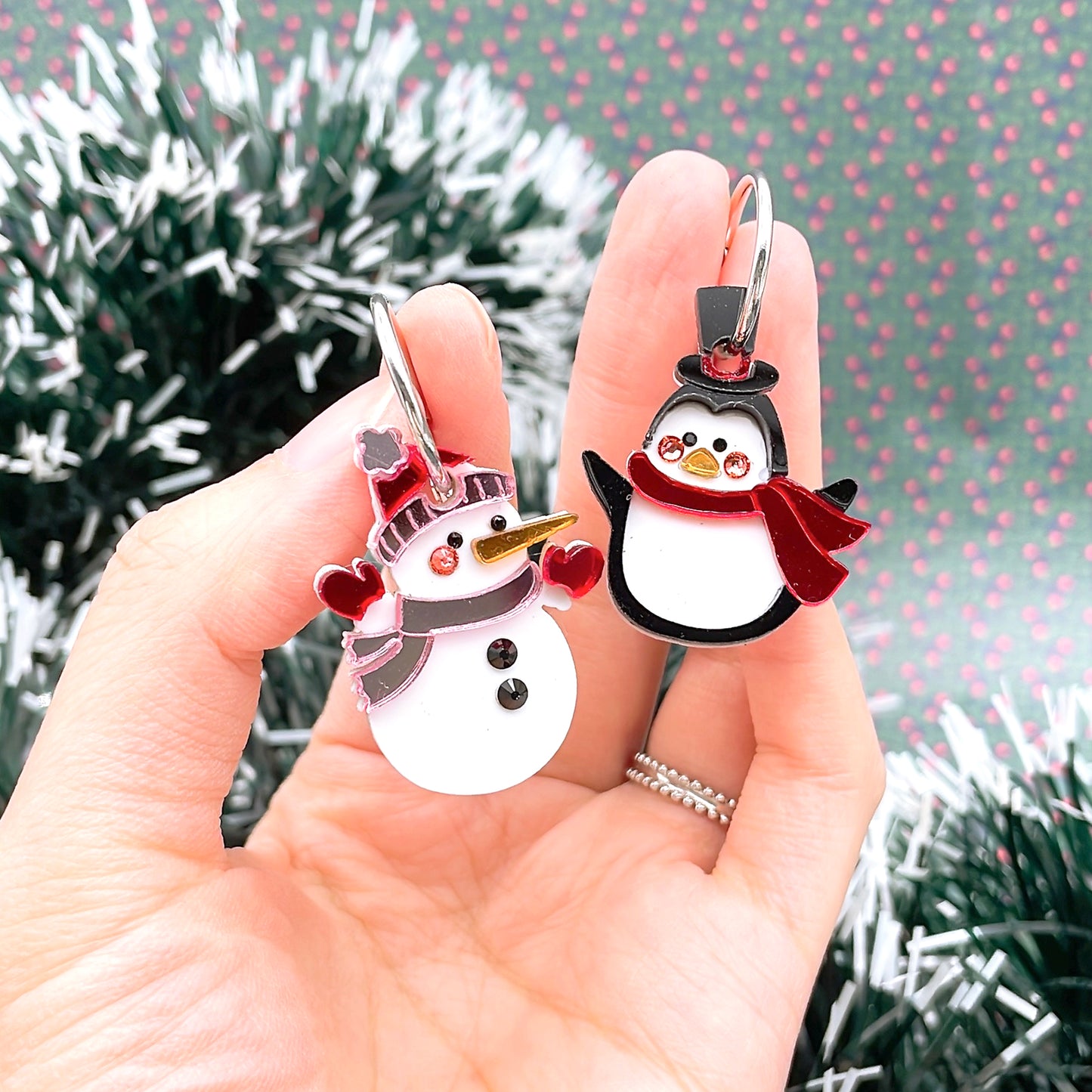 Snowman Penguin Hoop Earrings