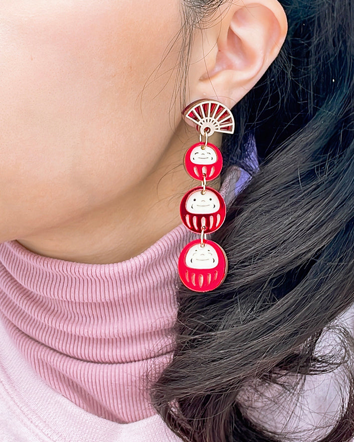 Daruma Dangle Earrings