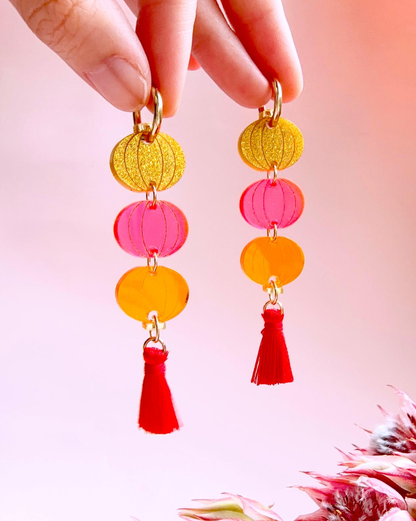 Three Lanterns Hoops Earrings