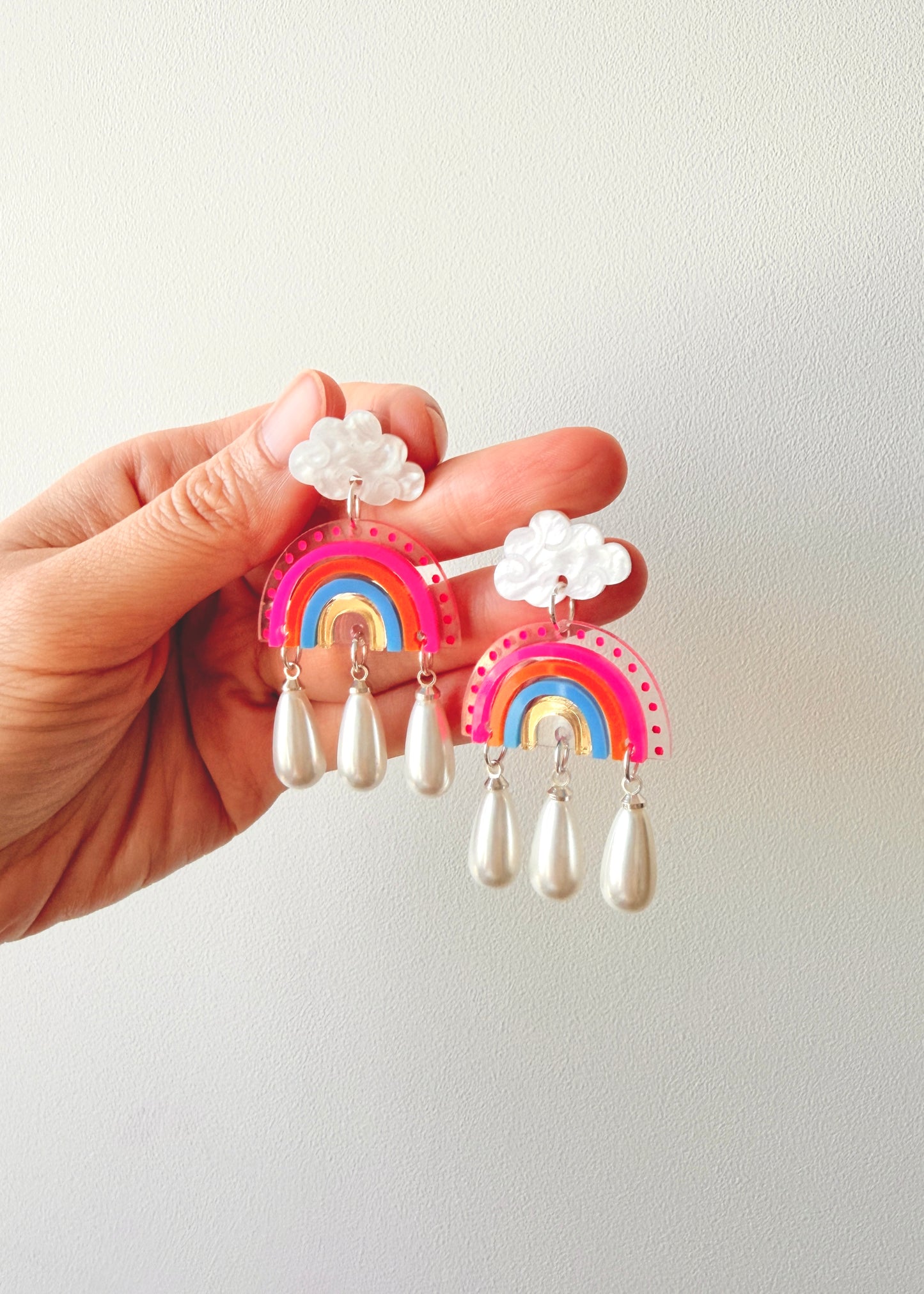 Rainbow Pearl Drop Earrings