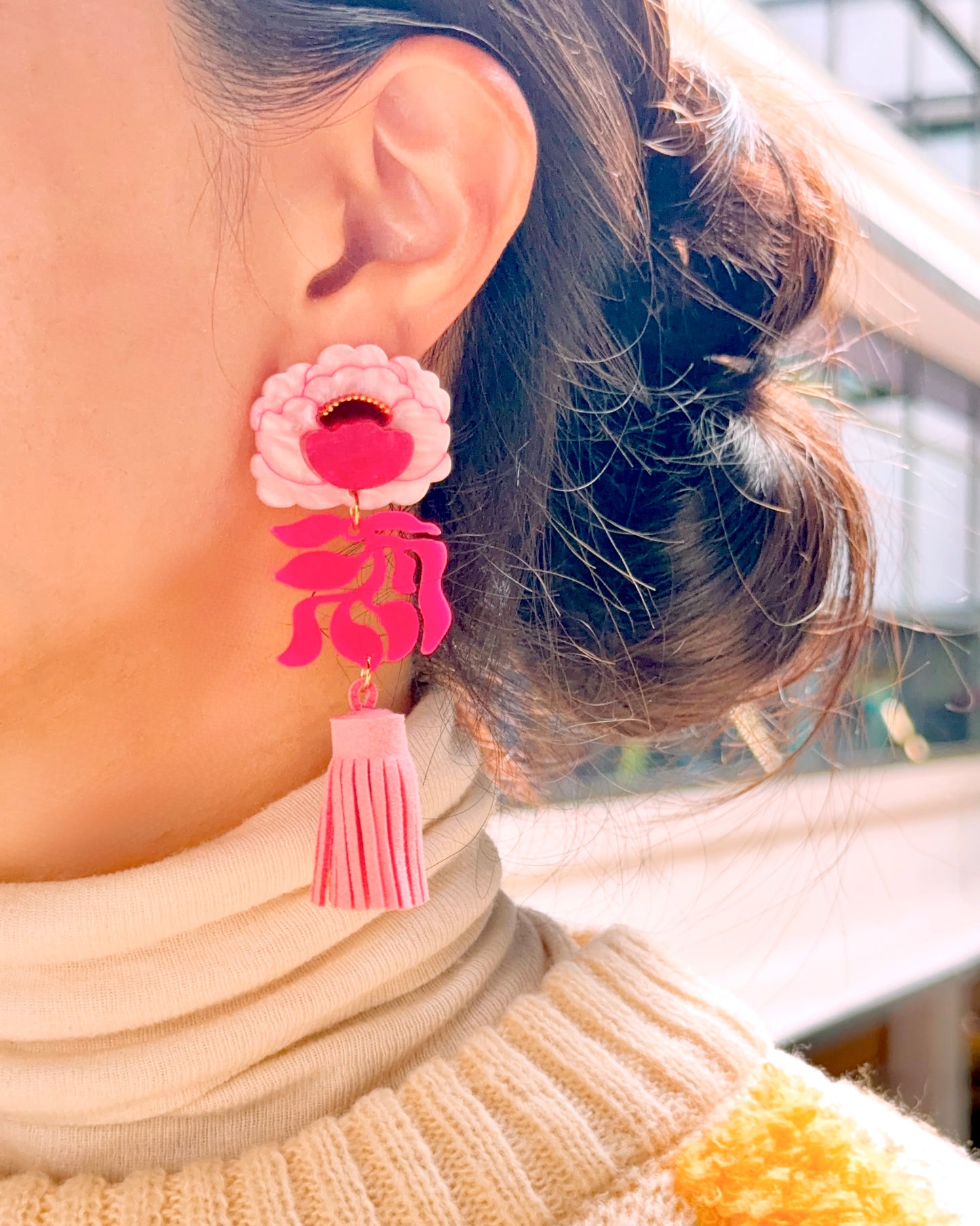 Peony Tassels Earrings