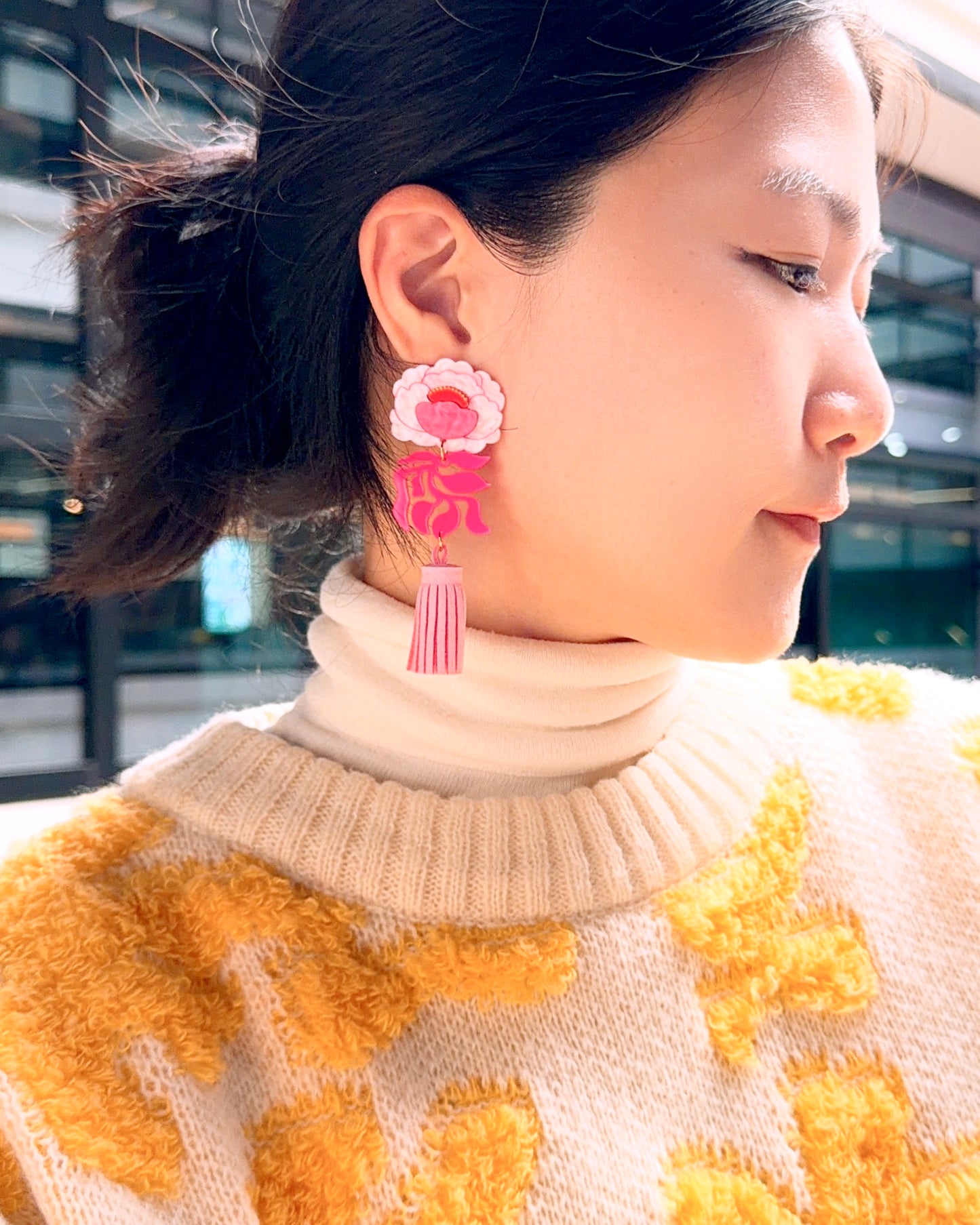 Peony Tassels Earrings