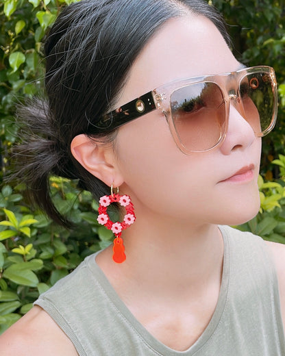 Flower Wreath Hoops (Red)