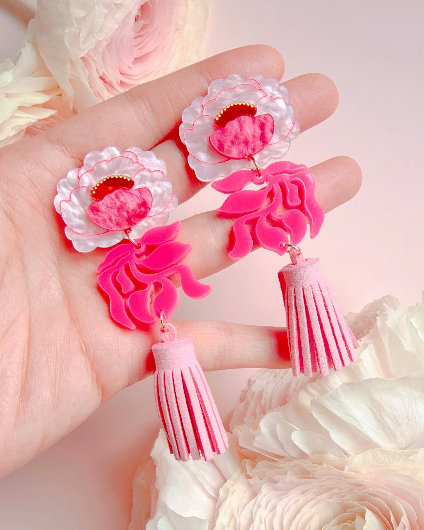 Peony Tassels Earrings