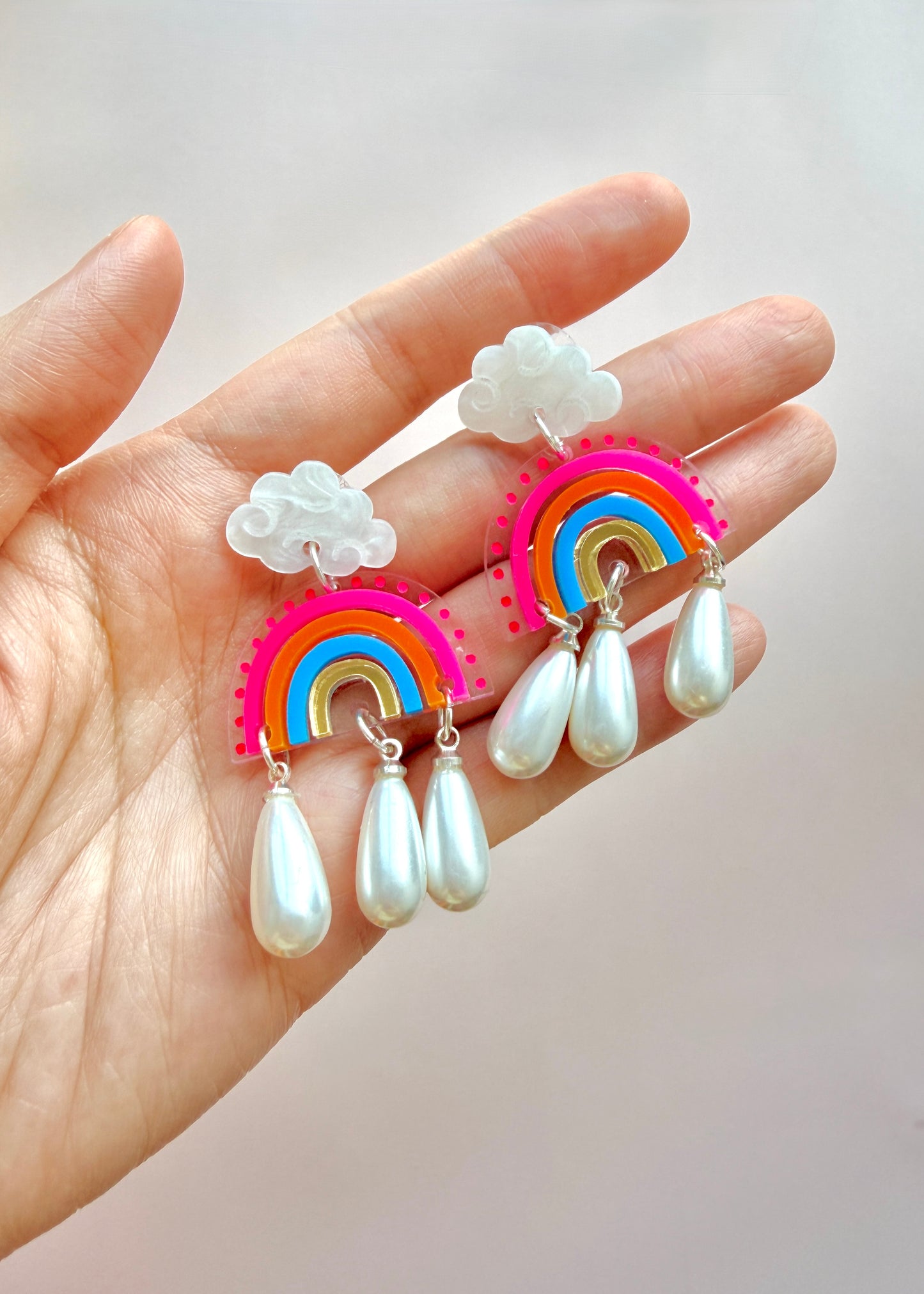 Rainbow Pearl Drop Earrings