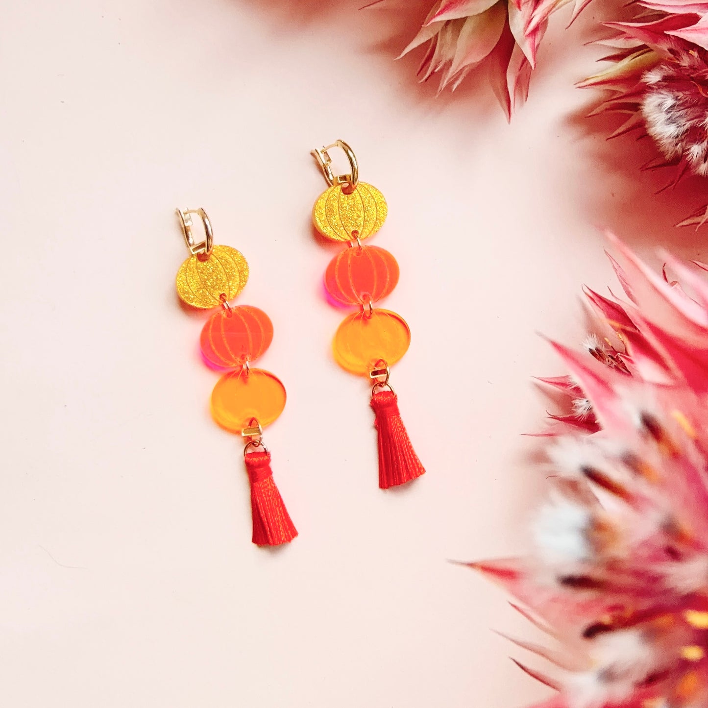 Three Lanterns Hoops Earrings