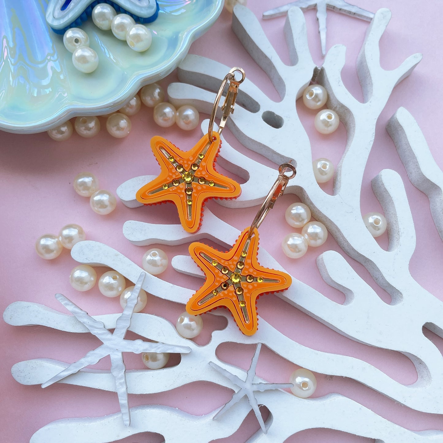 Star Fish Hoops (Orange)