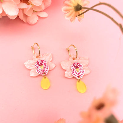 Orchid Hoop Earrings