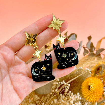 Spooky Black Cat Earrings