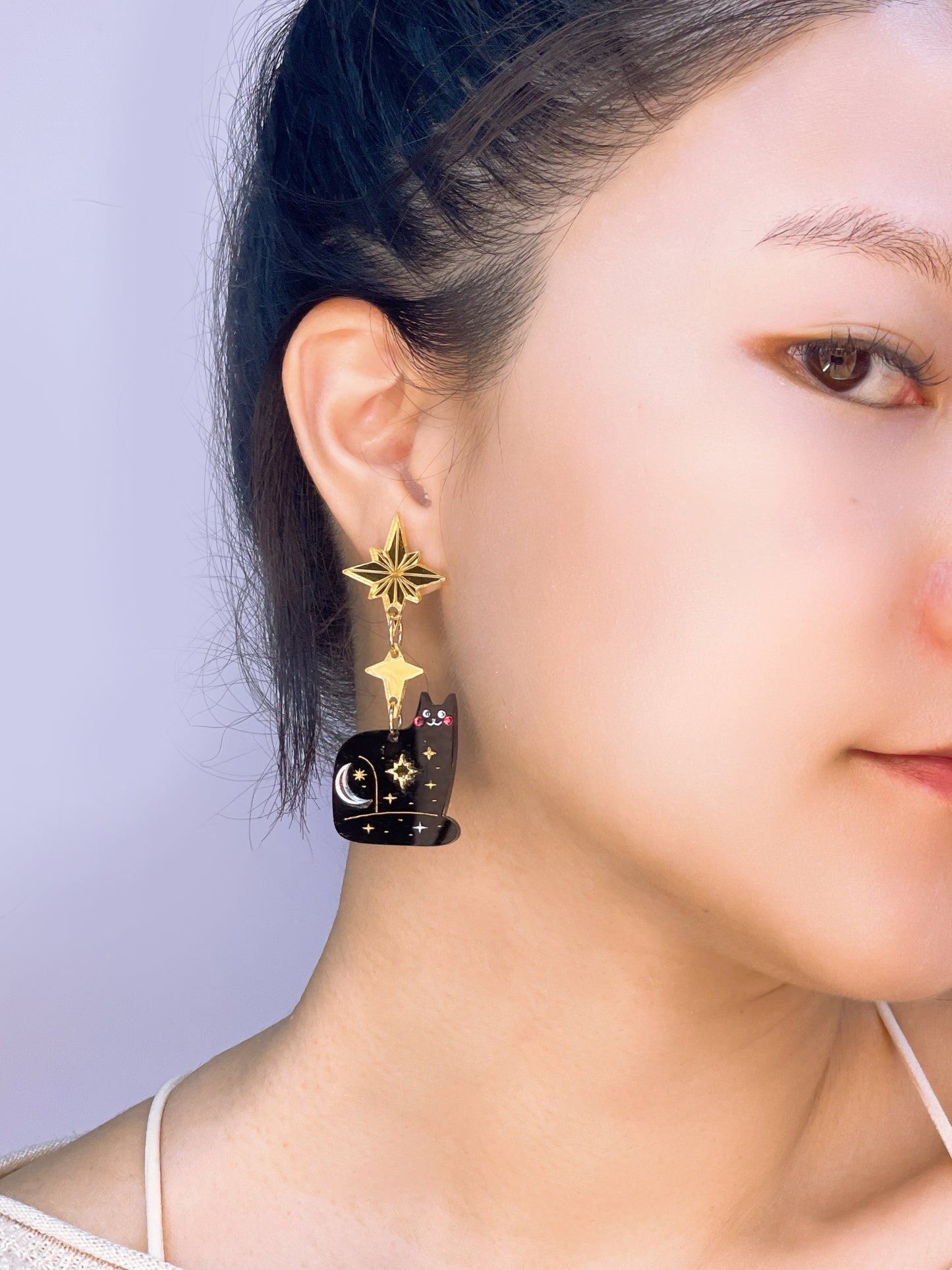 Spooky Black Cat Earrings