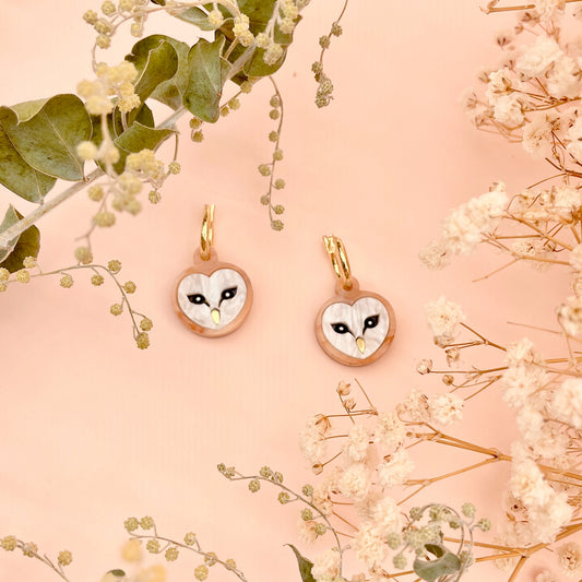 Barn Owl Head Earrings