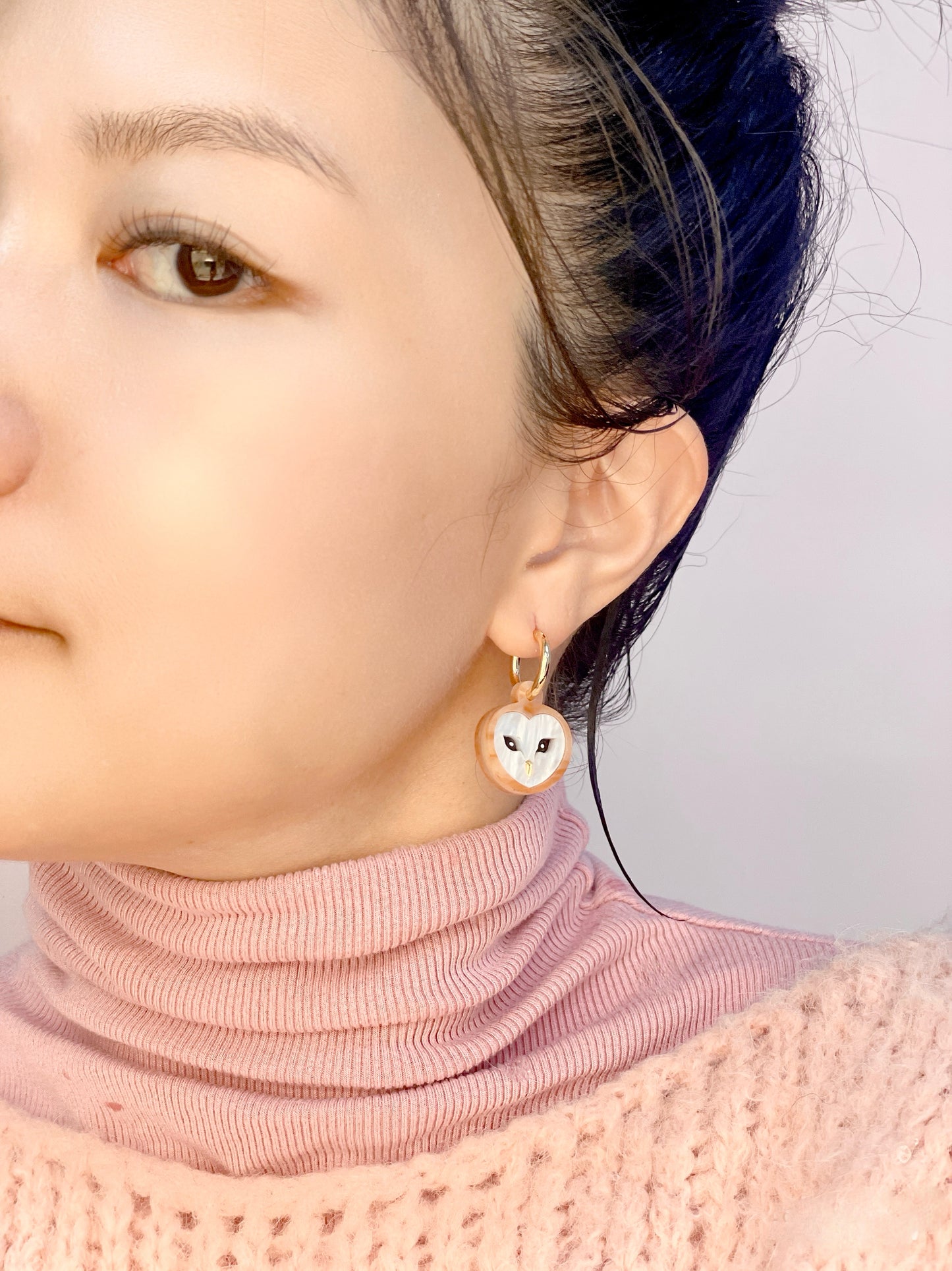 Barn Owl Head Earrings