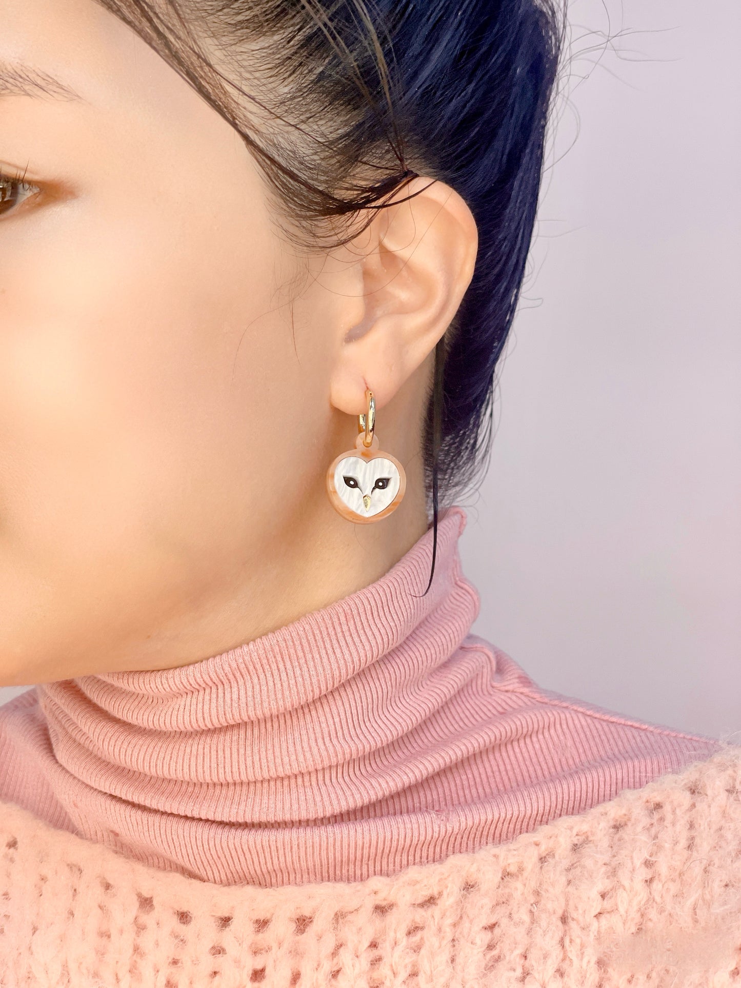 Barn Owl Head Earrings