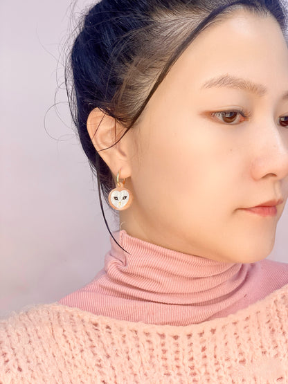 Barn Owl Head Earrings