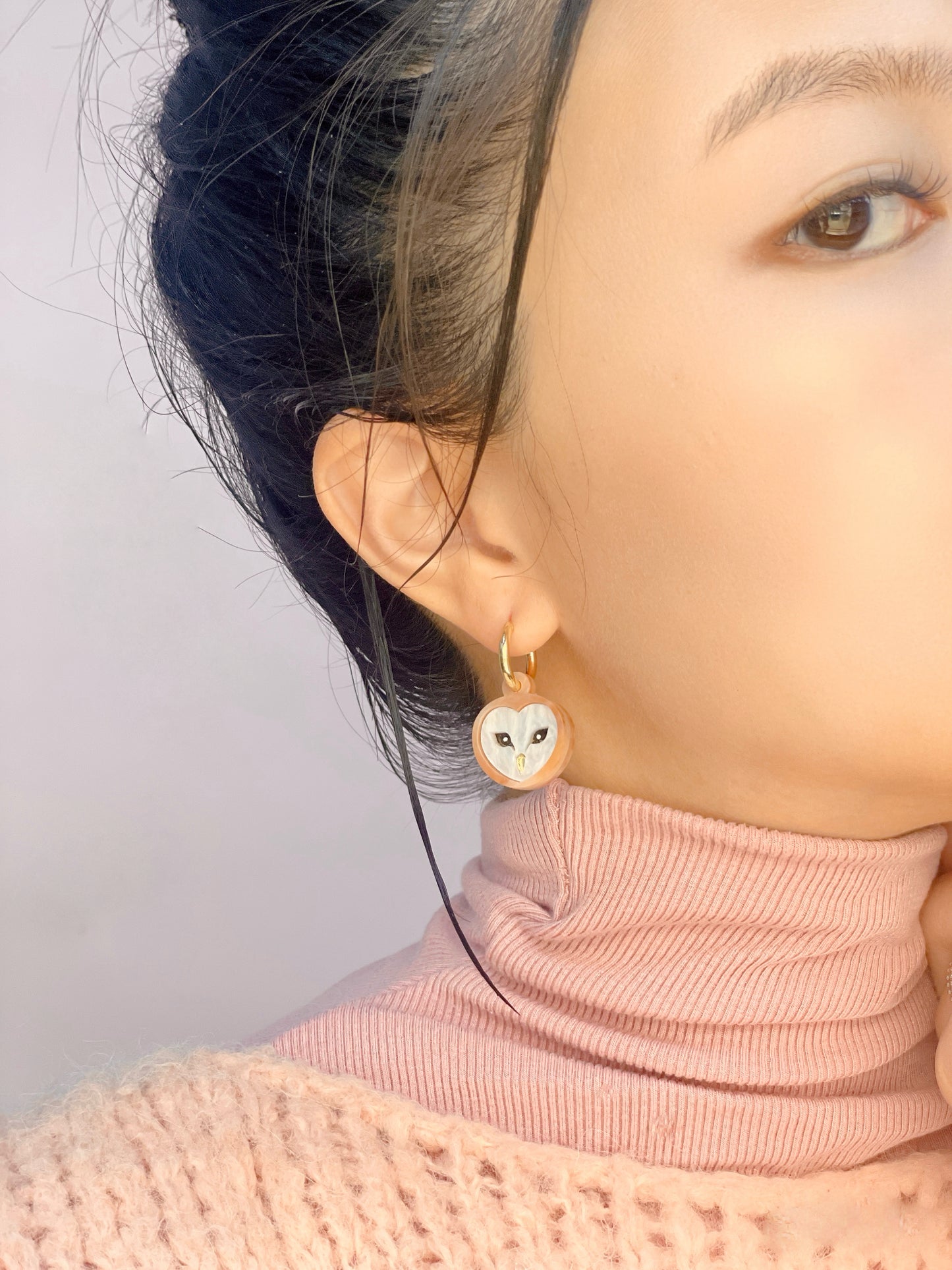 Barn Owl Head Earrings