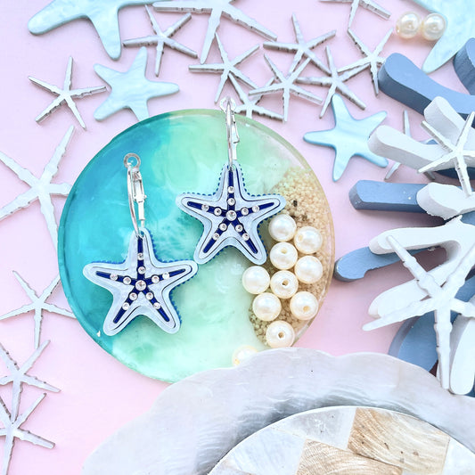 Star Fish Hoops (Blue)