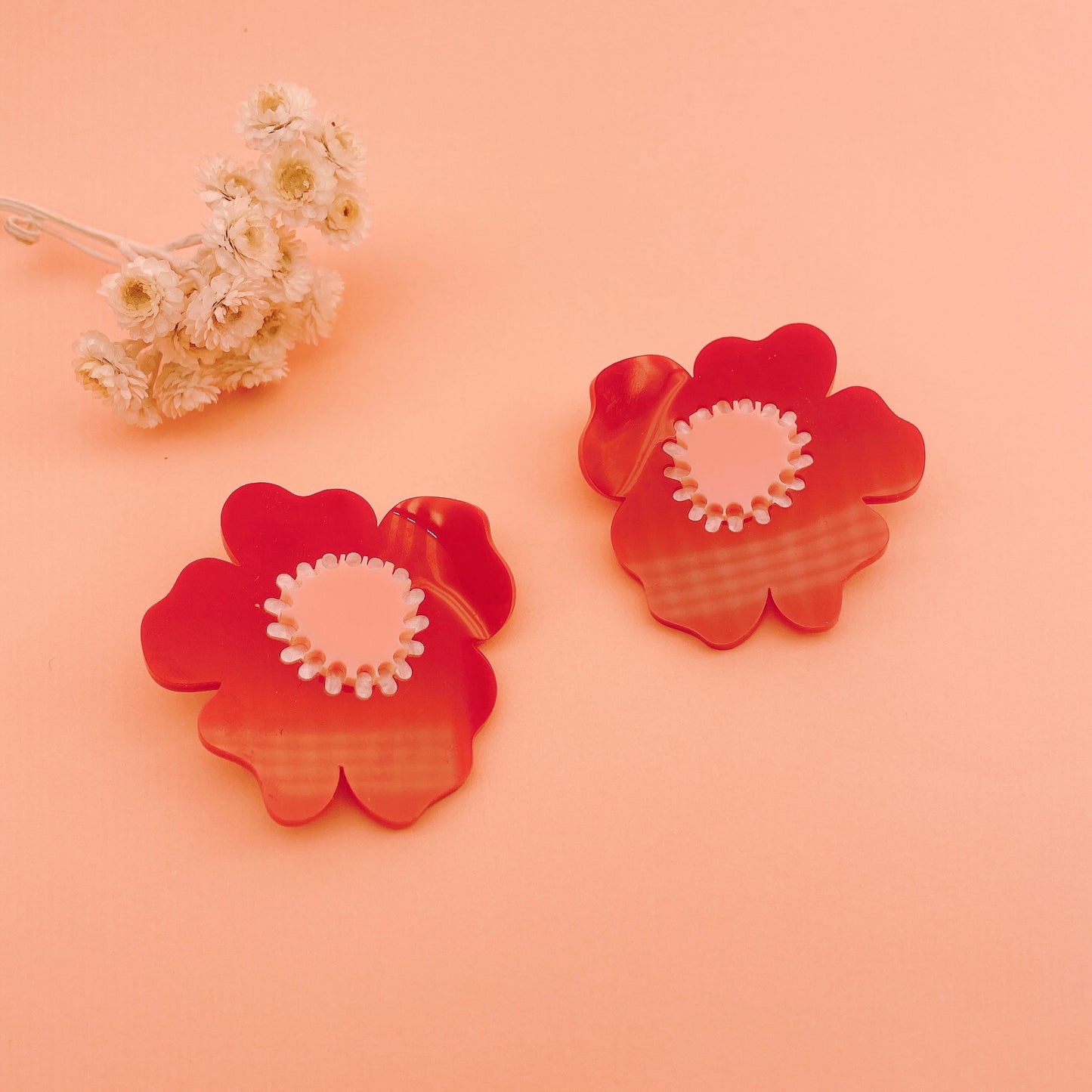 Poppy Flower Earrings (Red)