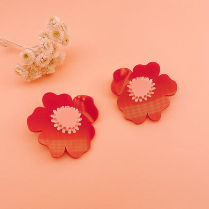 Poppy Flower Earrings (Red)