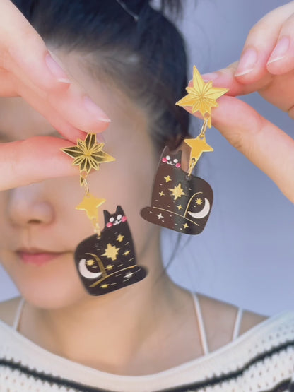 Spooky Black Cat Earrings