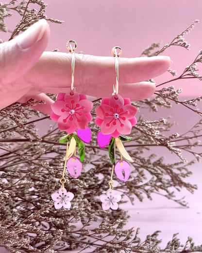 Peach Blossom Hoop Earrings (many ways)