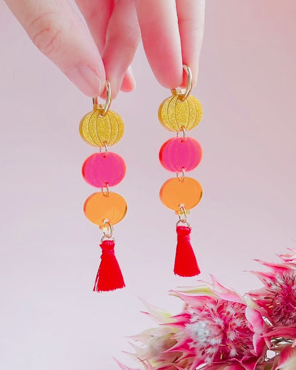 Three Lanterns Hoops Earrings