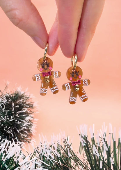 Gingerbread Man Ear Hoops