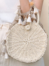Load image into Gallery viewer, Bohemian Straw Woven Bag - Beige Tassels Strap