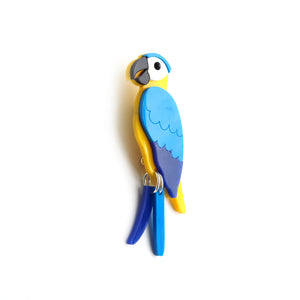 Blue Macaw Brooch