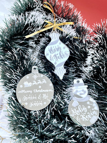 Custom Christmas Tree Ornament - Silver Mirror