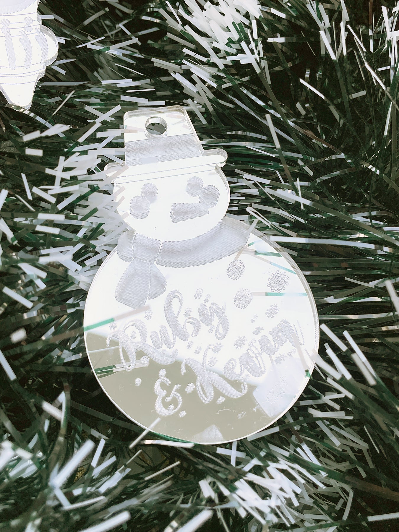 Custom Christmas Tree Ornament - Silver Mirror