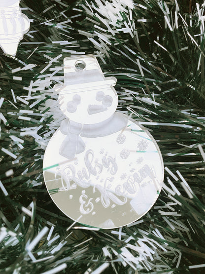 Custom Christmas Tree Ornament - Silver Mirror
