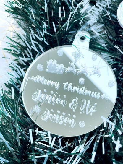 Custom Christmas Tree Ornament - Silver Mirror