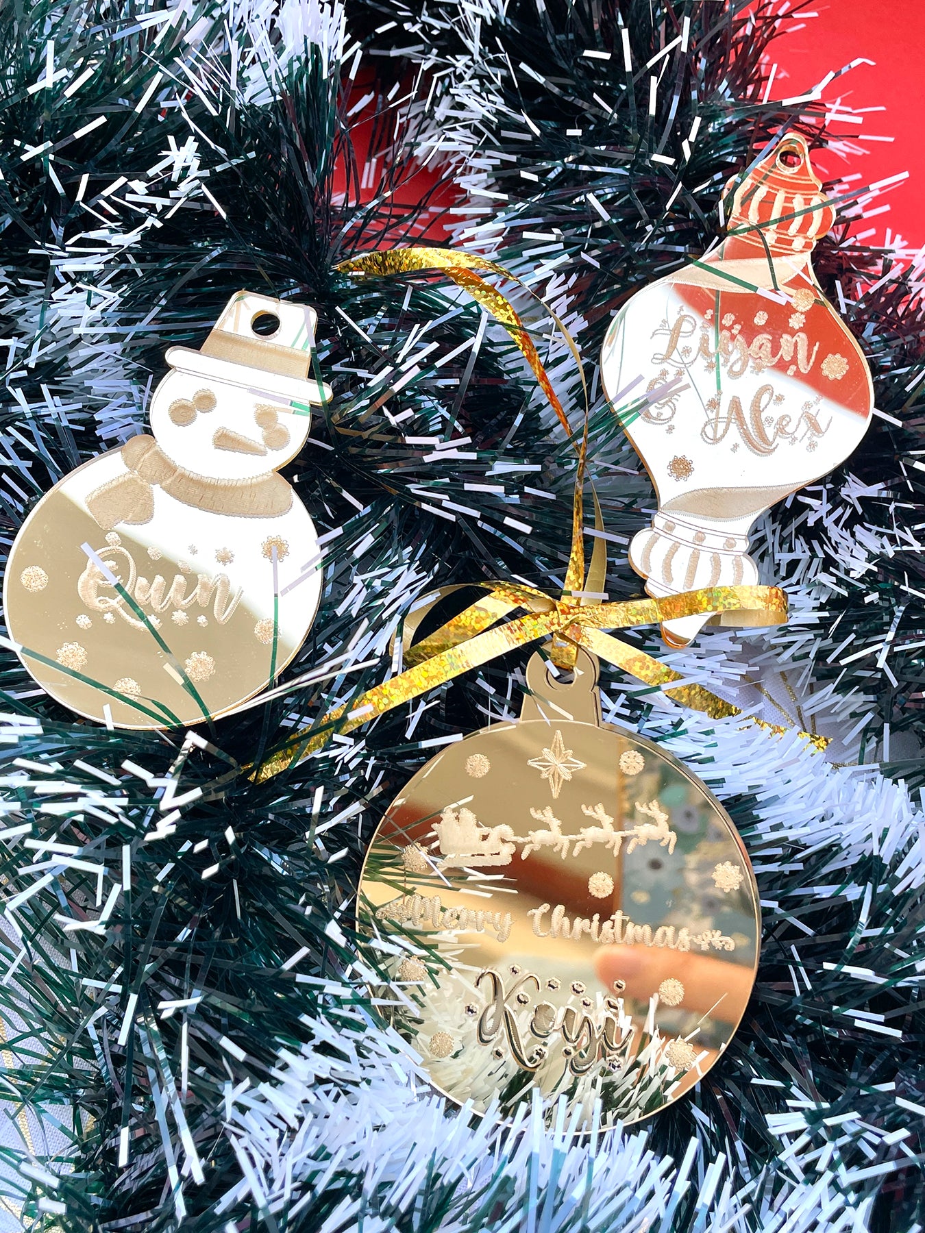 Custom Christmas Tree Ornament - Gold Mirror