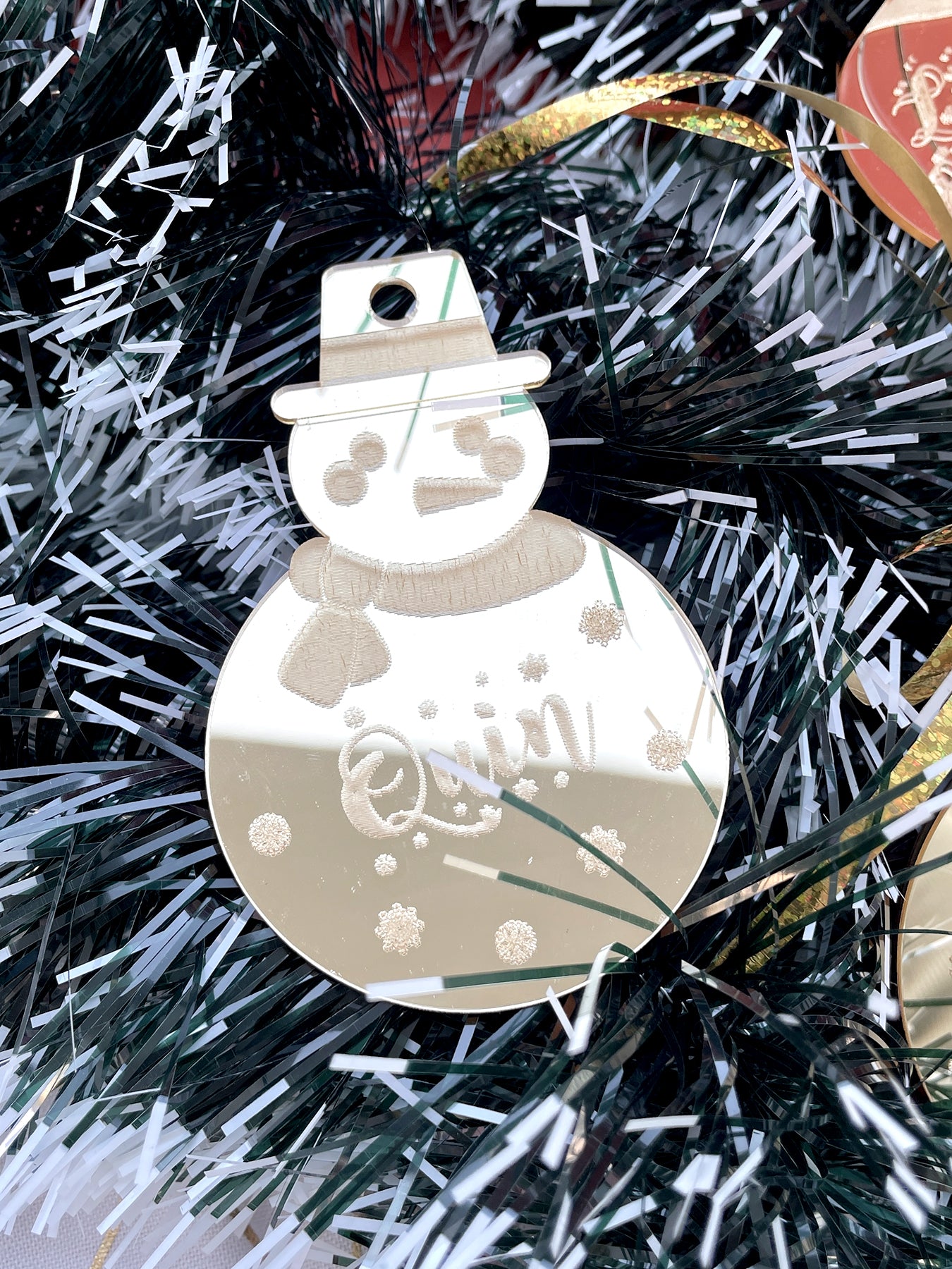 Custom Christmas Tree Ornament - Gold Mirror