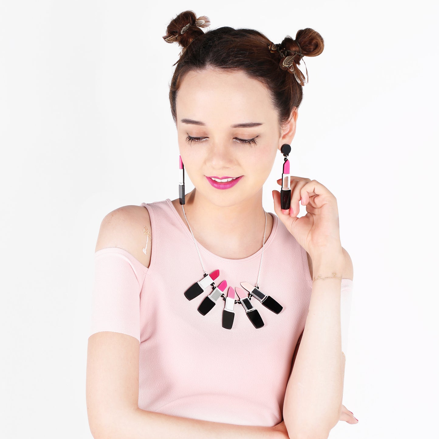 Lipstick Earrings - Pink