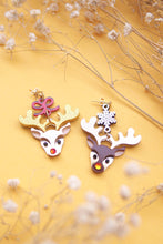 Load image into Gallery viewer, Red Nose Reindeer Earrings
