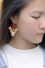 Load image into Gallery viewer, Red Nose Reindeer Earrings