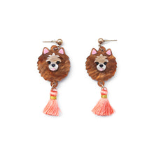 Load image into Gallery viewer, Pomeranian Head Dangle Earrings