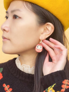 Daruma Hoop Earrings