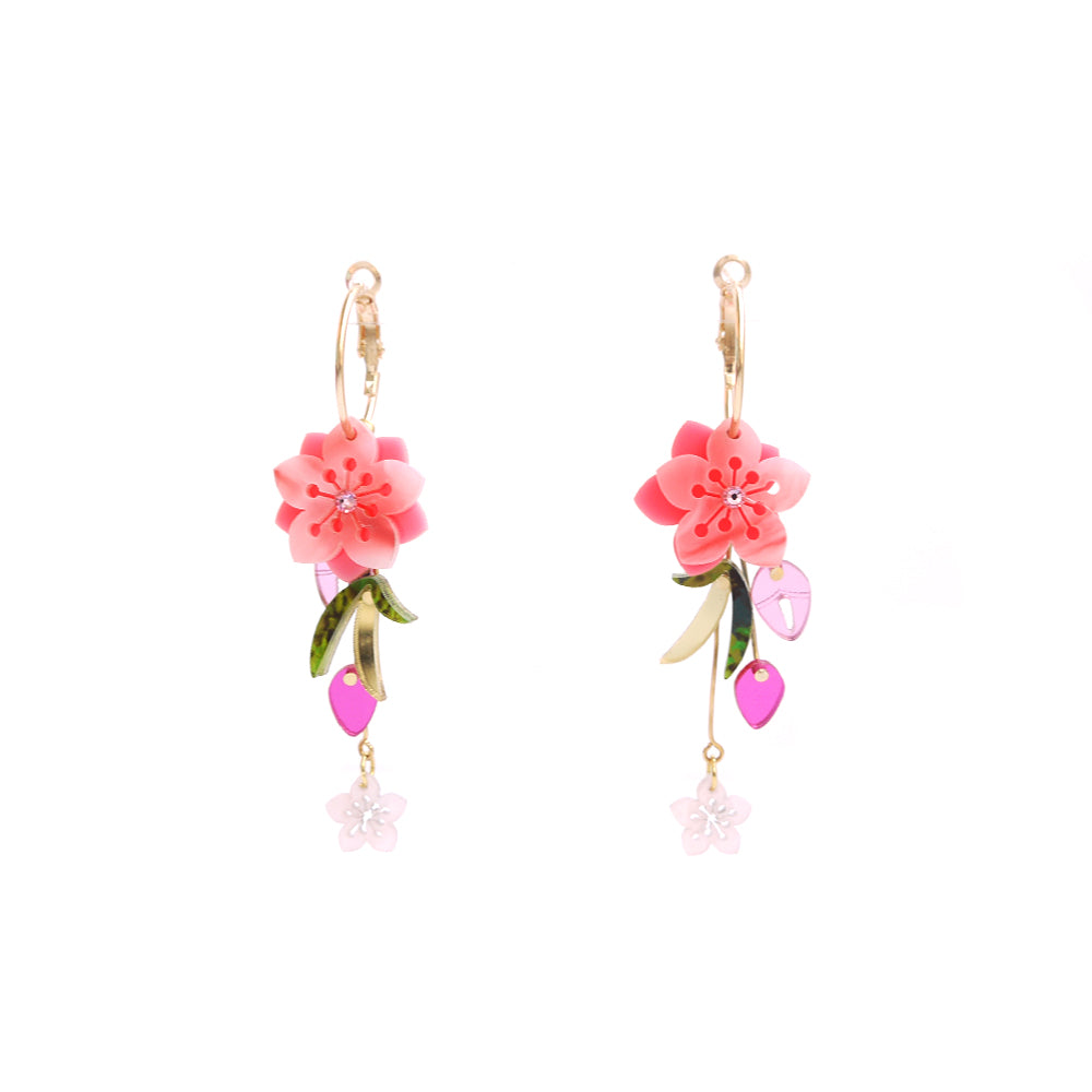 Peach Blossom Hoop Earrings (many ways)