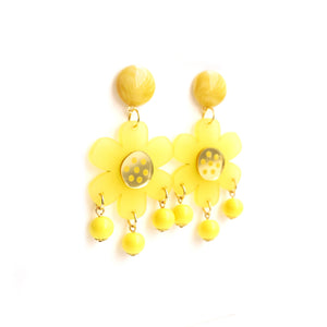 Yellow Flower Retro Earrings