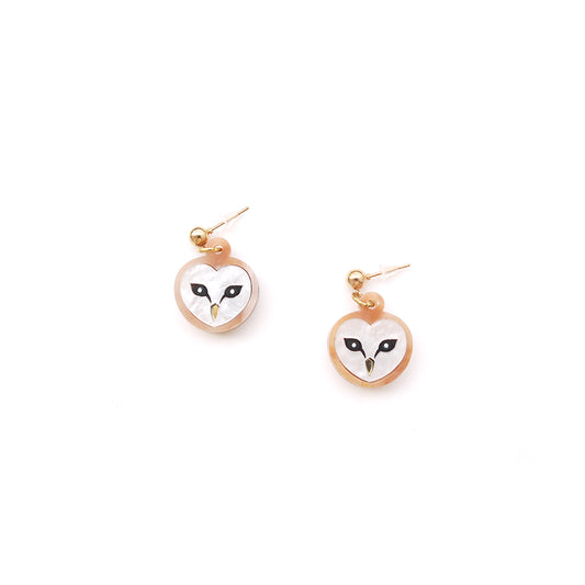 Barn Owl Head Earrings
