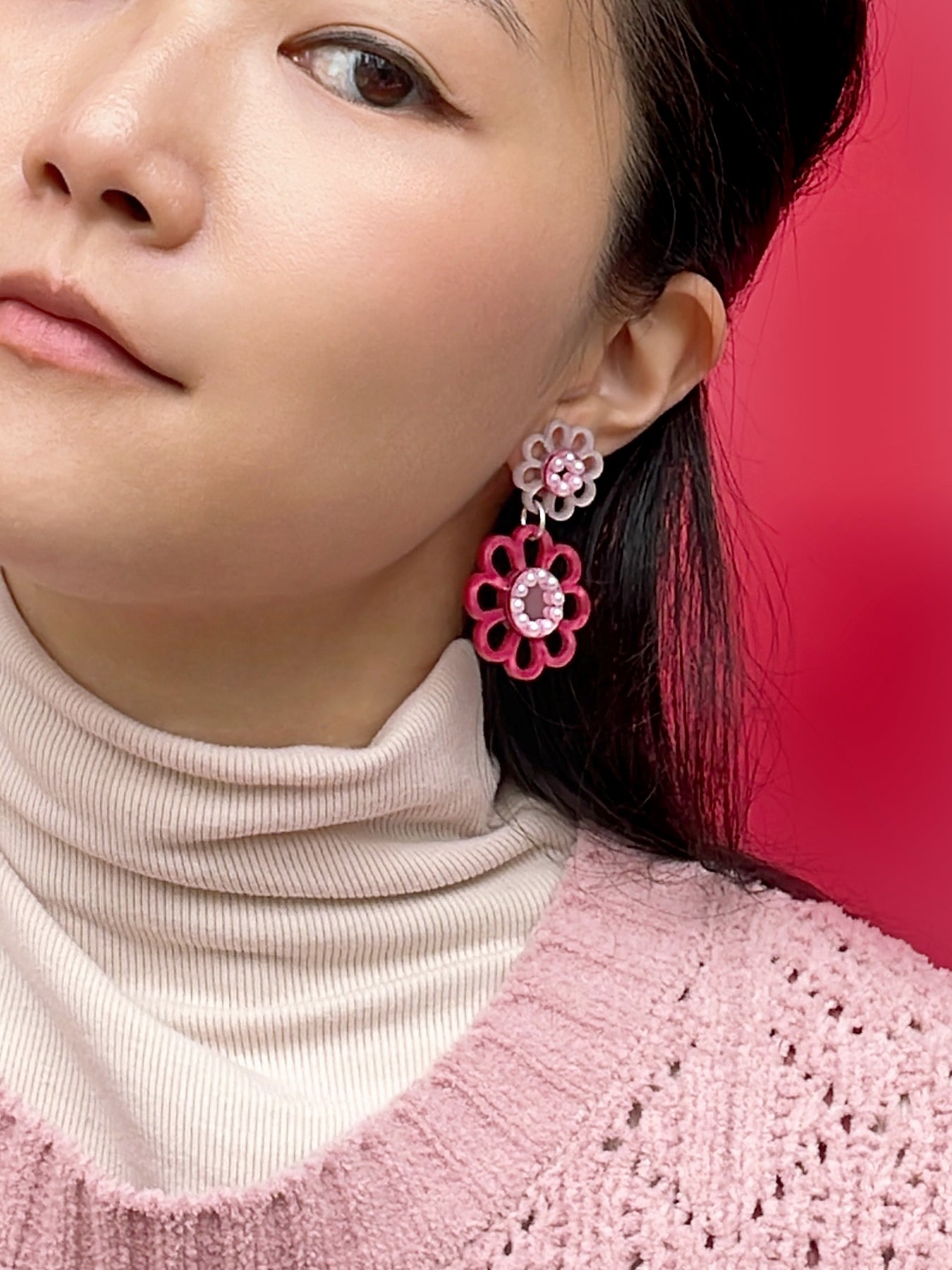 Pink Pearl Blossom Earrings