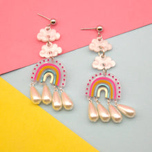 Load image into Gallery viewer, Rainbow Pearl Drop Earrings
