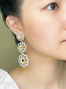 White Pearl Blossom Earrings
