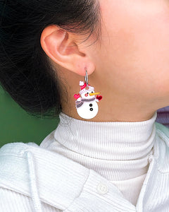Snowman Penguin Hoop Earrings