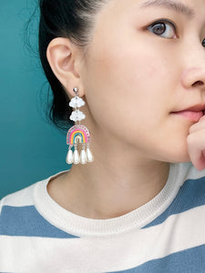 Rainbow Pearl Drop Earrings