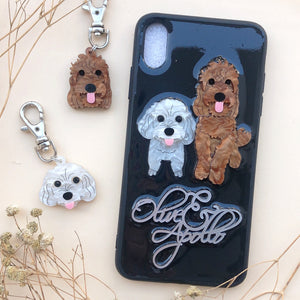 Custom Made 2 doggies Phone Case and Dog Tag